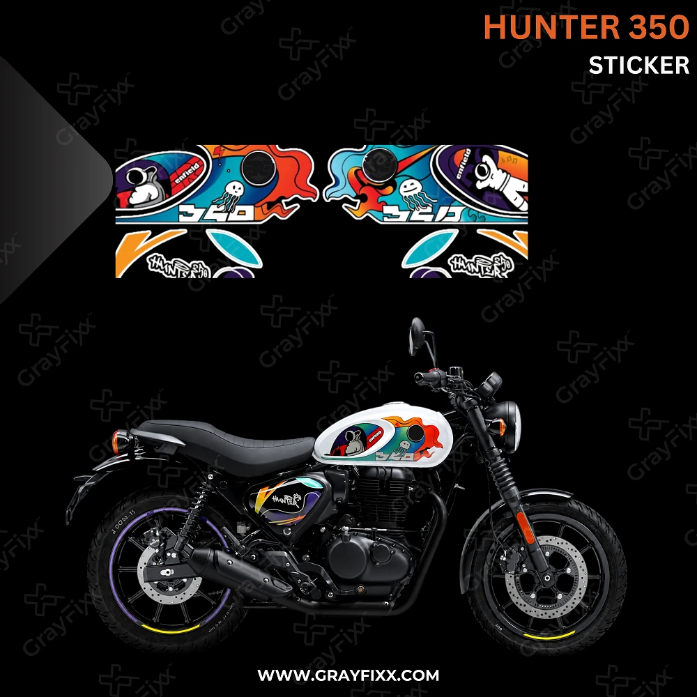 Half Body Sticker Compatible with Hunter 350 | Made in Premium Gloss Vinyl with FPF (Fade Protection Film), Precut Sticker, Waterproof, Pack of 1